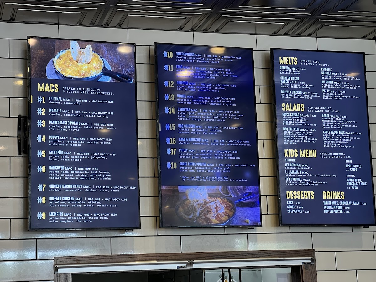 Menu Macs (Macaroni And Cheese Shop) Appleton-1